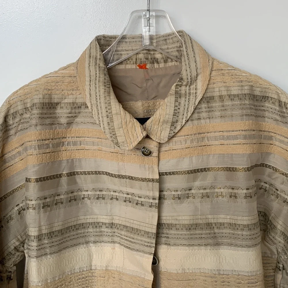 PIAZZA SEMPIONE Vintage Textured White, Beige, Gray, Gold Jacket - Size Medium - Picture 2 of 16